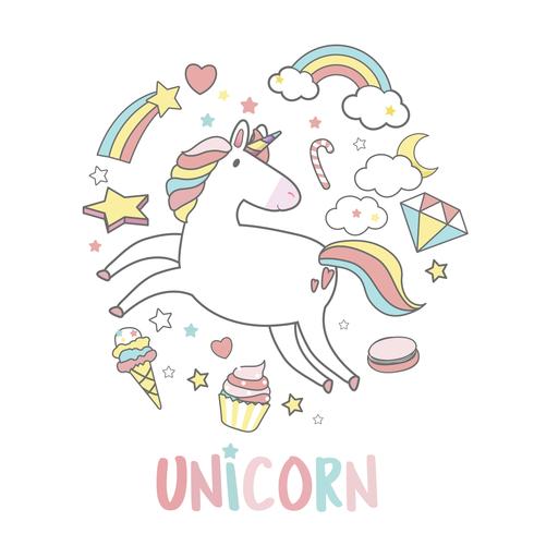 490x490 Unicornio Con Vector De Elementos