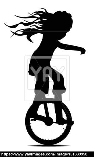 309x512 Little Girl On A Unicycle Vector