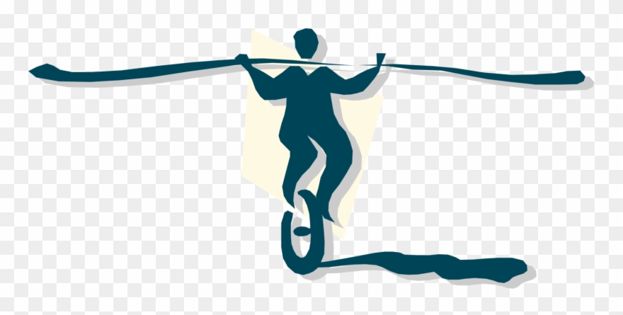 880x445 Vector Illustration Of Highwire Balancing Act On Unicycle Clipart
