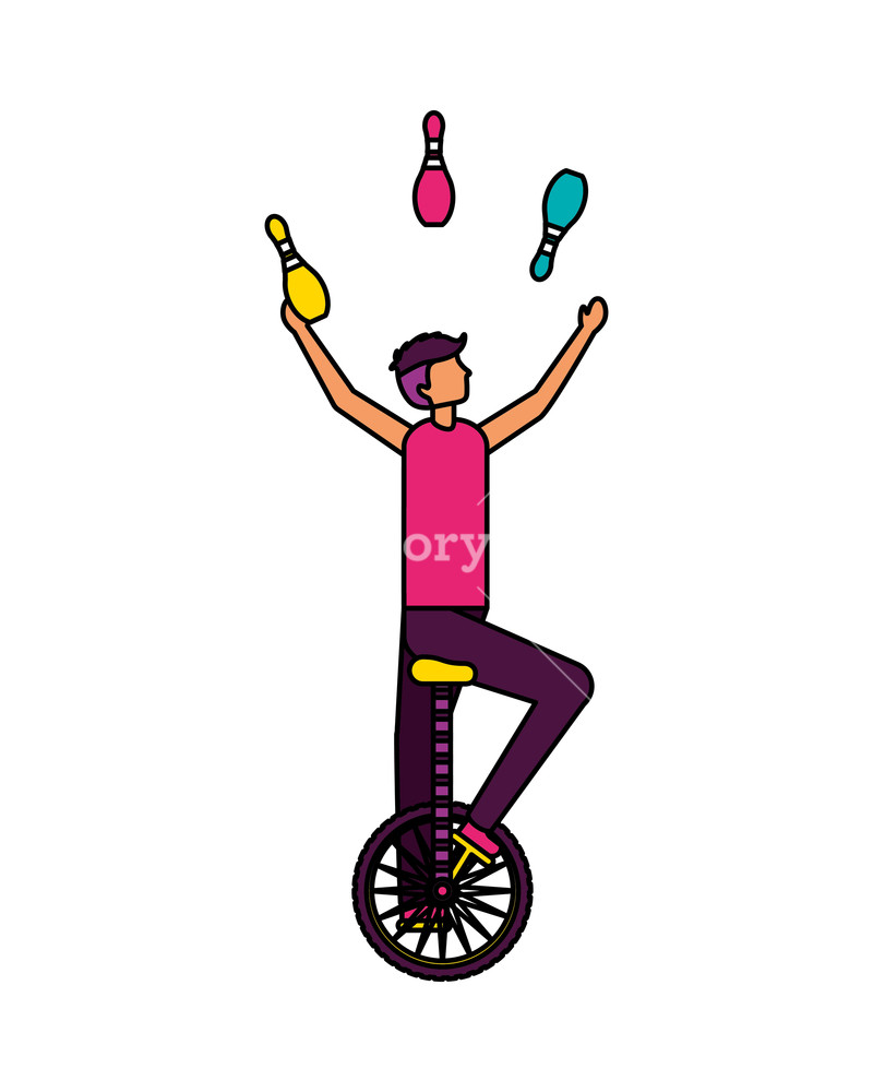 800x1000 Acrobat Man Riding Unicycle Circus Fun Fair Vector Illustration