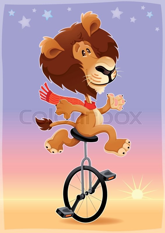 566x800 Funny Lion On An Unicycle Vector Stock Vector Colourbox