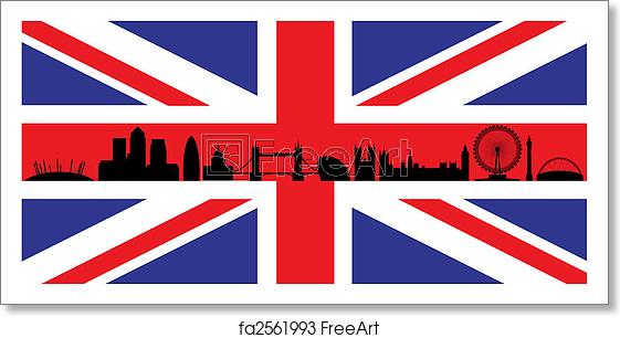 561x306 Free Art Print Of London On Union Jack Flag London Skyline