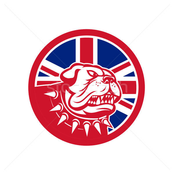 600x600 British Bulldog Head Union Jack Flag Icon Vector Illustration