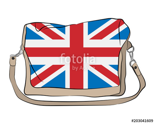 500x400 Small Travel Bag With Union Jack Flag Vector Drawing Stock Image