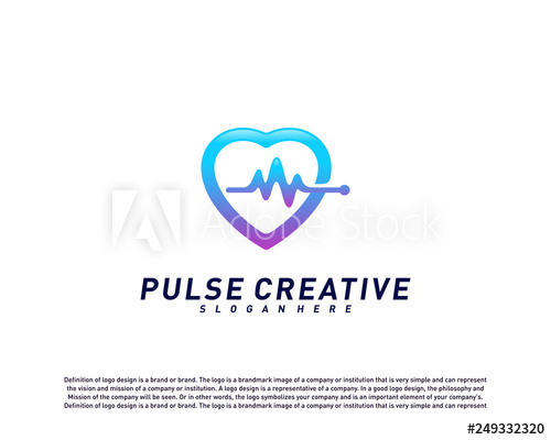 500x400 Love Medical Pulse Logo Design Concept Healthcare Pulse Logo