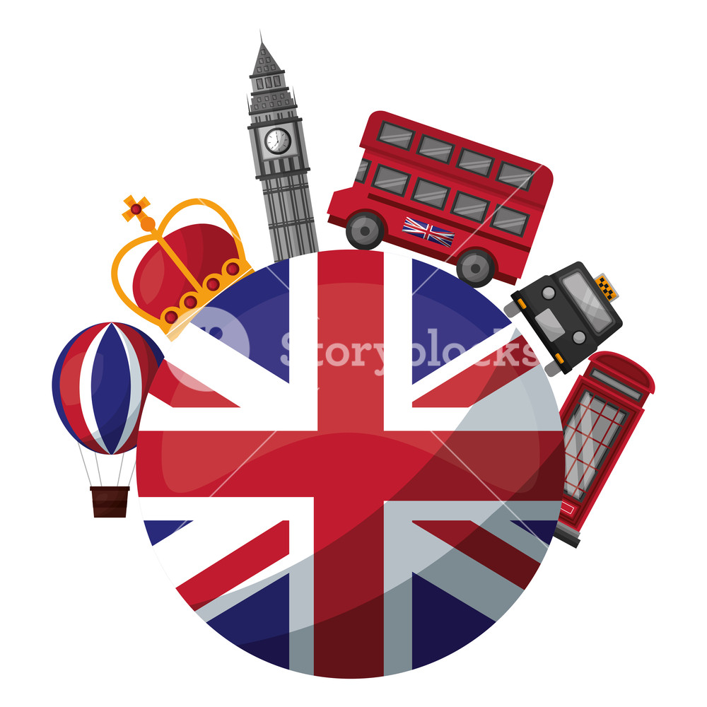 1000x1000 United Kingdom Flag Big Ben Bus Taxi Crown And Booth Telephone