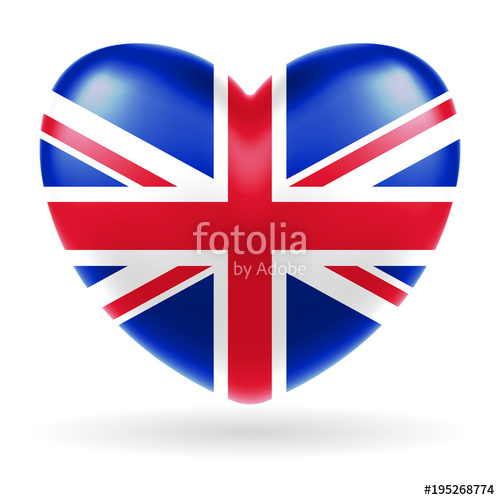 500x500 England United Kingdom Flag Heart Shape Vector Stock Image