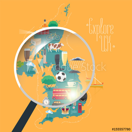 500x500 Map Of Uk, Great Britain, United Kingdom Vector Illustration