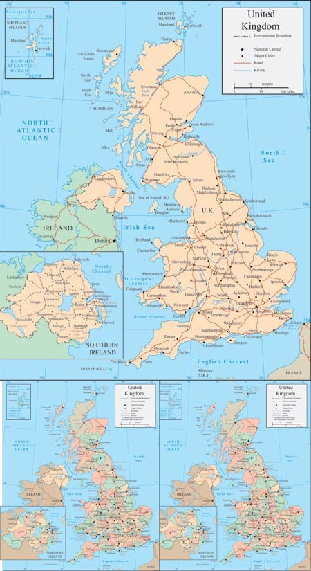 450x825 United Kingdom Vector Maps