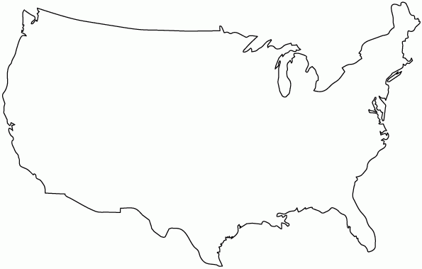 595x379 United States Outline Map United States Map Silhouette