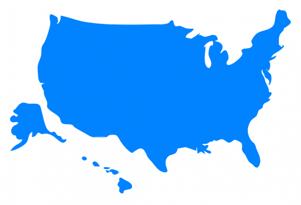 970x661 Us Map United States Vector Map Drawing Silhouette Blue Area