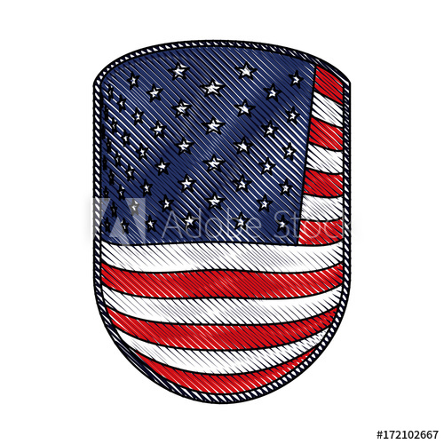500x500 Emblem With Flag United States Of America In Colored Crayon