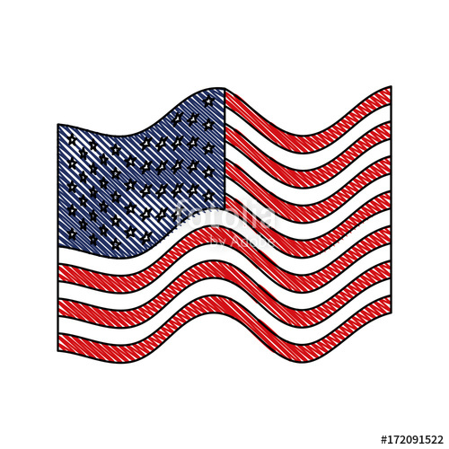 500x500 Flag United States Of America Waving In Colored Crayon Silhouette
