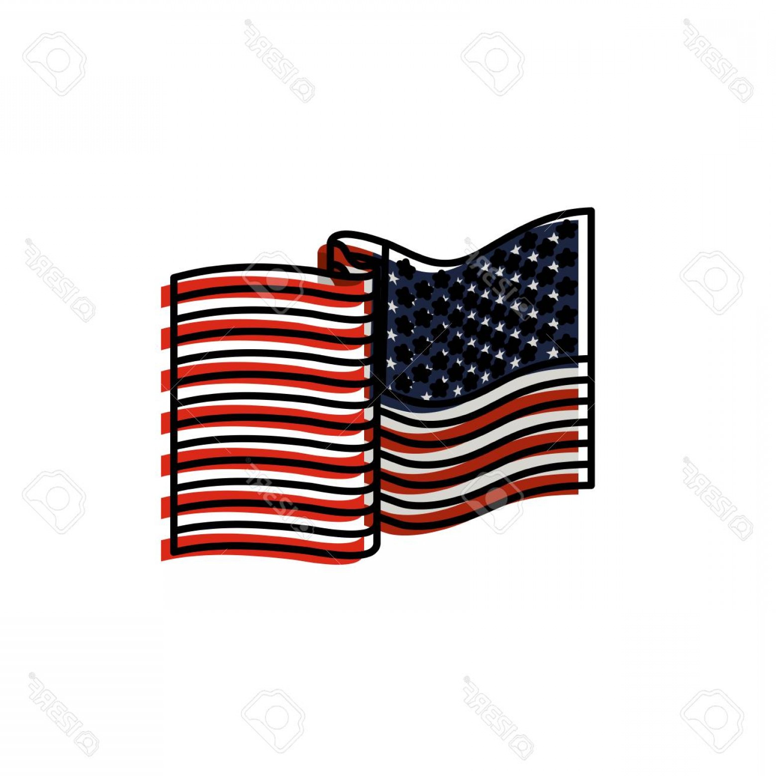 1560x1560 Photostock Vector United States Flag Waving In Watercolor