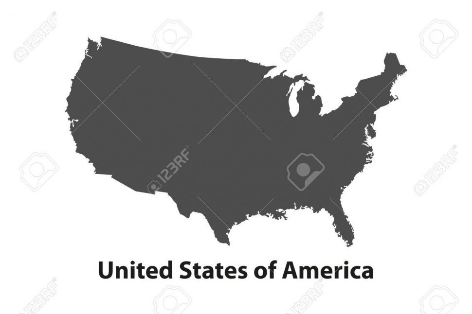 970x646 Us Map Black Usa Map Vector Illustration Simple Flat United