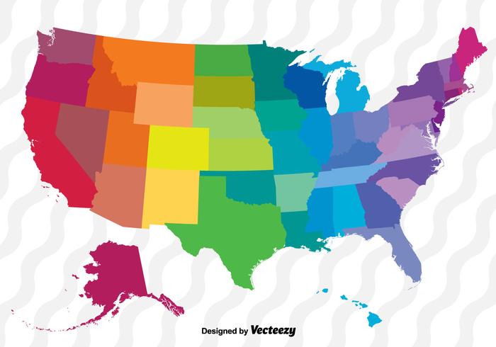 700x490 Colorful Vector Map Of The United States