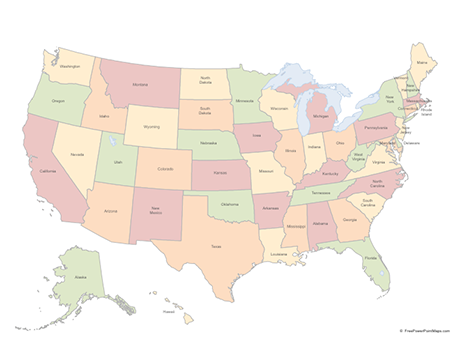 460x345 Map Of United States Of America With States