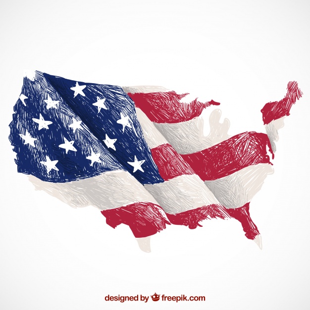 626x626 Decorative Background With United States Map And Flag Vector