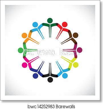 362x382 Concept Vector Graphic People Or Kids Icons With Hands Together