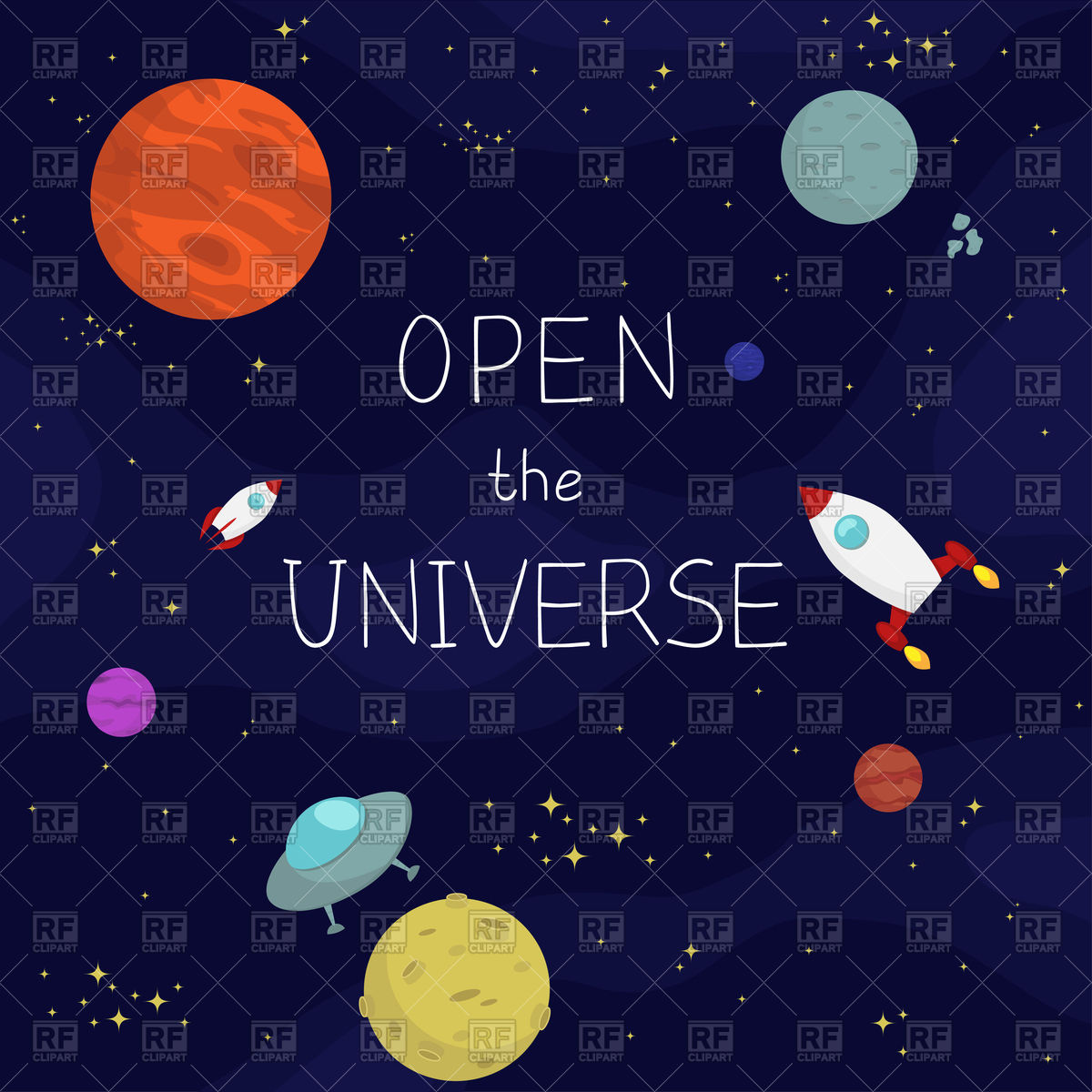 1200x1200 Space Background With Planets, Stars And Spaceships
