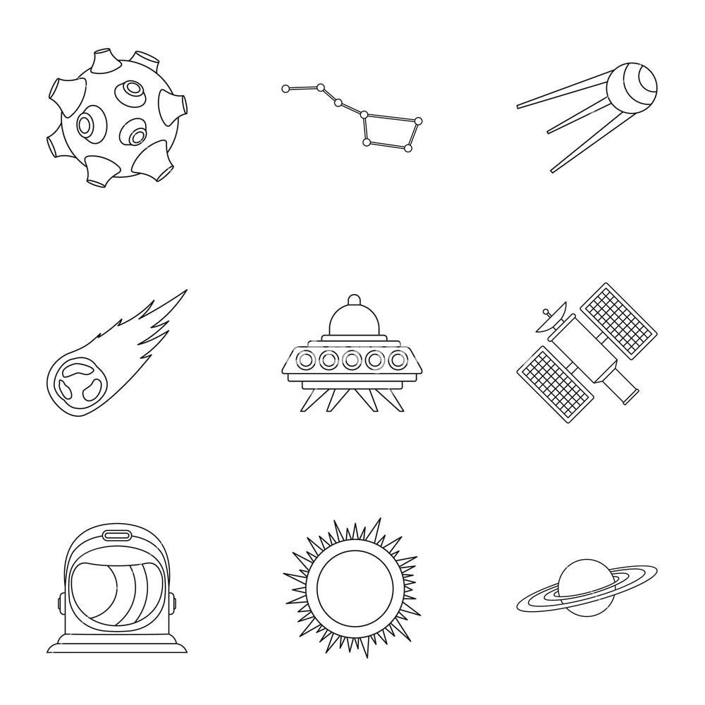 1000x1000 Universe Icons Set Outline Illustration Of Universe Vector