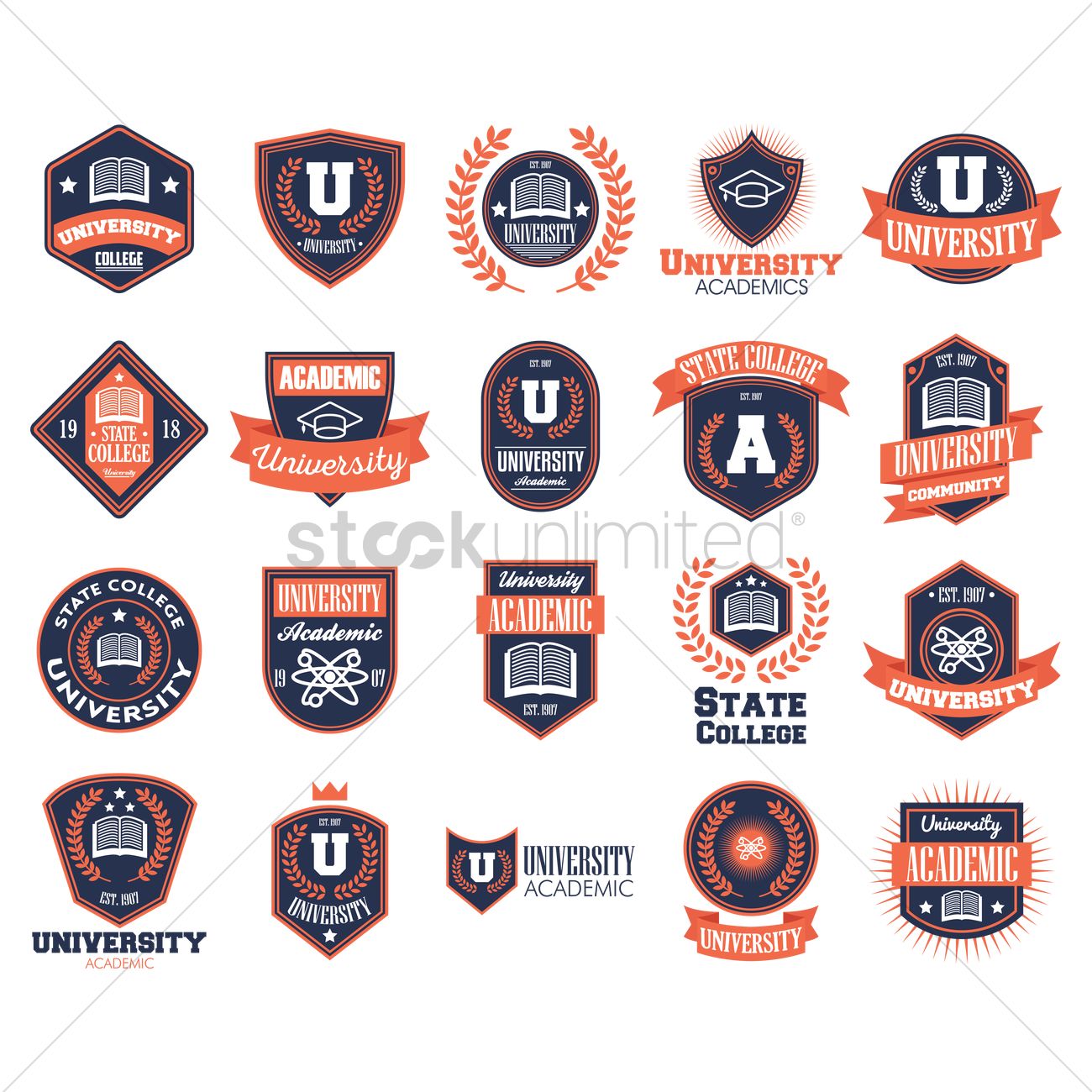 1300x1300 Set Of University Logo Elements Vector Image