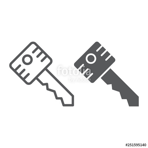 500x500 Key Line And Glyph Icon, Security And Lock, Unlock Sign, Vector