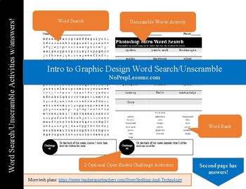 350x270 Intro To Graphic Design Word Searchunscramble Activity Tpt