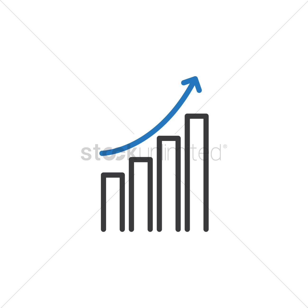 1300x1300 Free Bar Graph With Up Arrow Vector Image