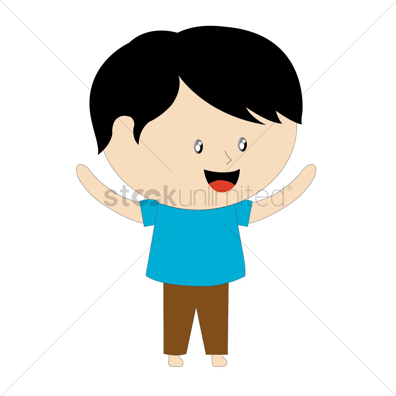 1300x1300 Boy Smiling With Hands Raised Up Vector Image