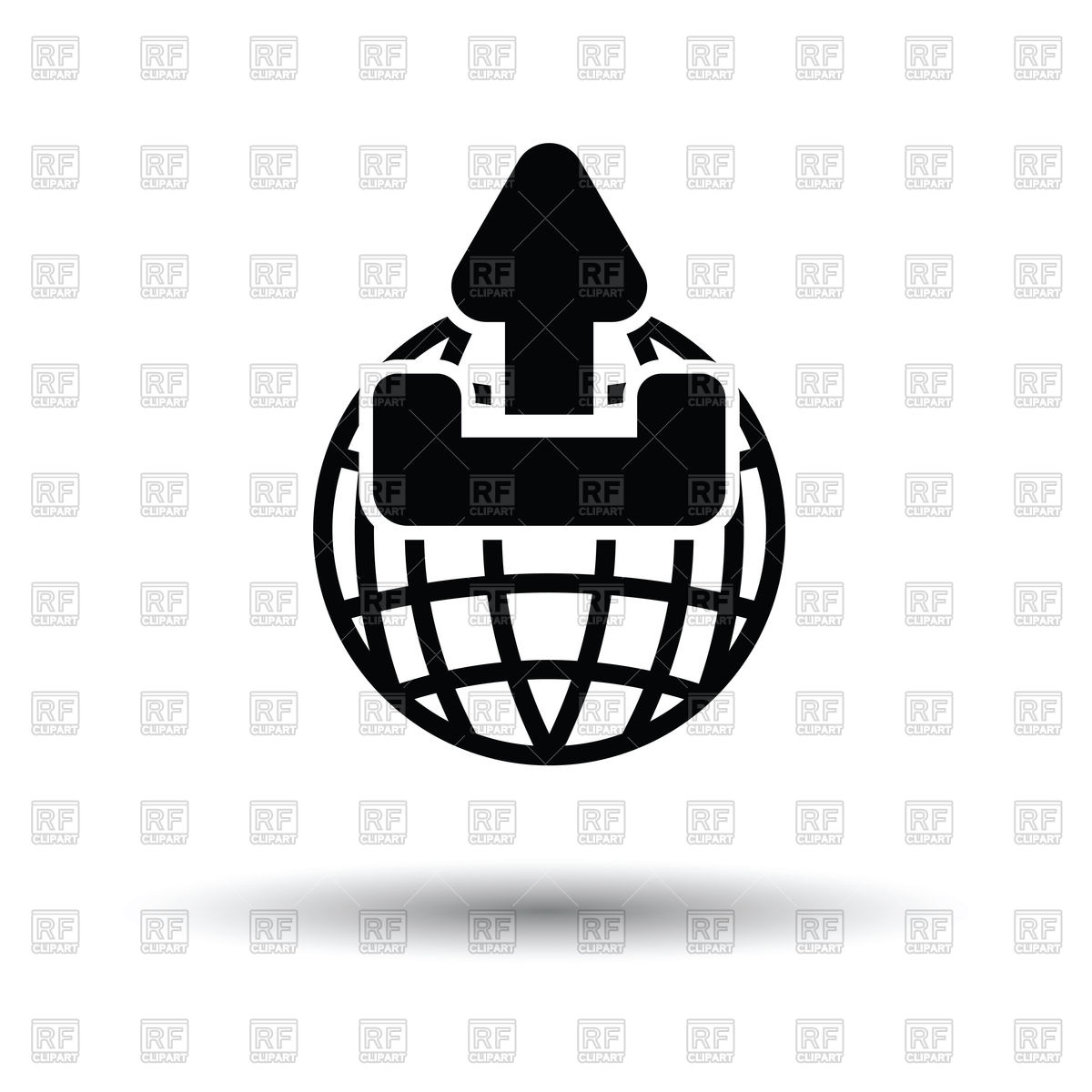 1200x1200 Globe With Upload Icon Vector Image Of Signs, Symbols, Maps