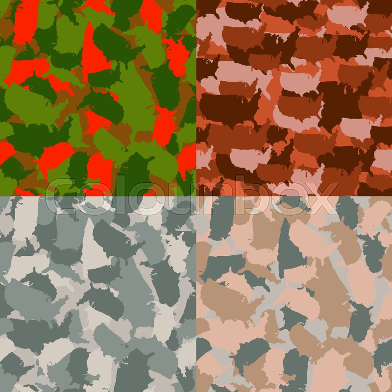 800x800 Colorful America Urban Camouflage Set Stock Vector Colourbox