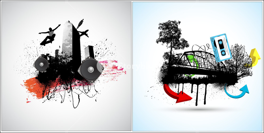 1000x505 Urban Vector Backgrounds Royalty Free Stock Image