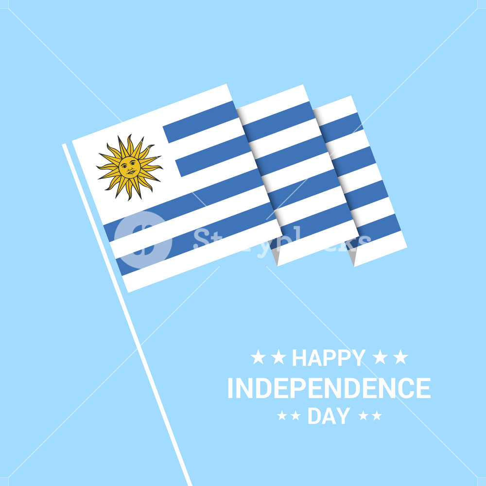 1000x1000 Uruguay Independence Day Typographic Design With Flag Vector