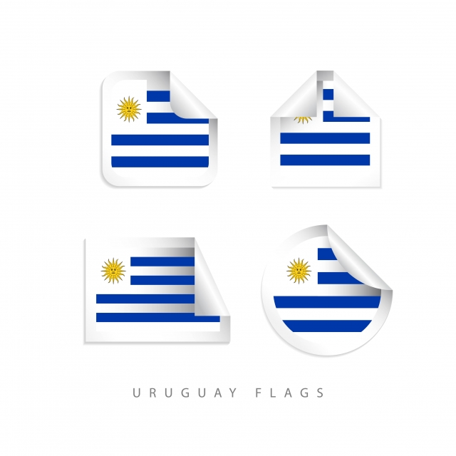 640x640 Uruguay Label Flags Vector Template Design Illustration, Uruguay