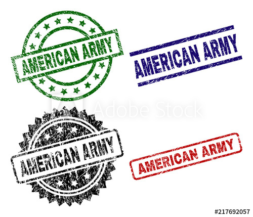 500x429 American Army Seal Prints With Distress Texture Black, Green,red