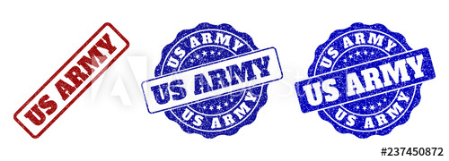 500x180 Us Army Grunge Stamp Seals In Red And Blue Colors Vector Us Army