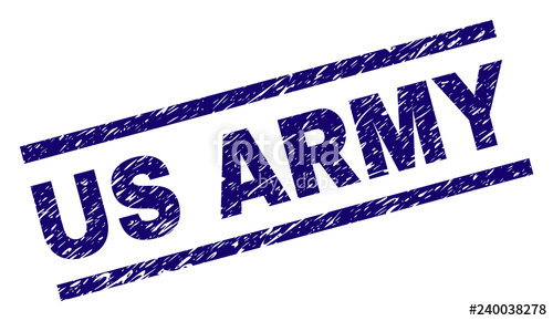 500x290 Us Army Seal Print With Distress Style Blue Vector Rubber Print