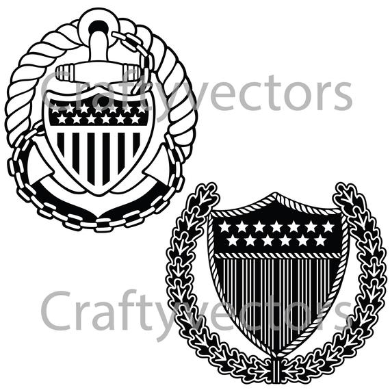 Coast Guard Officer Badge Vector Etsy 570x570 Coast Guard Officer Badge Vector Etsy