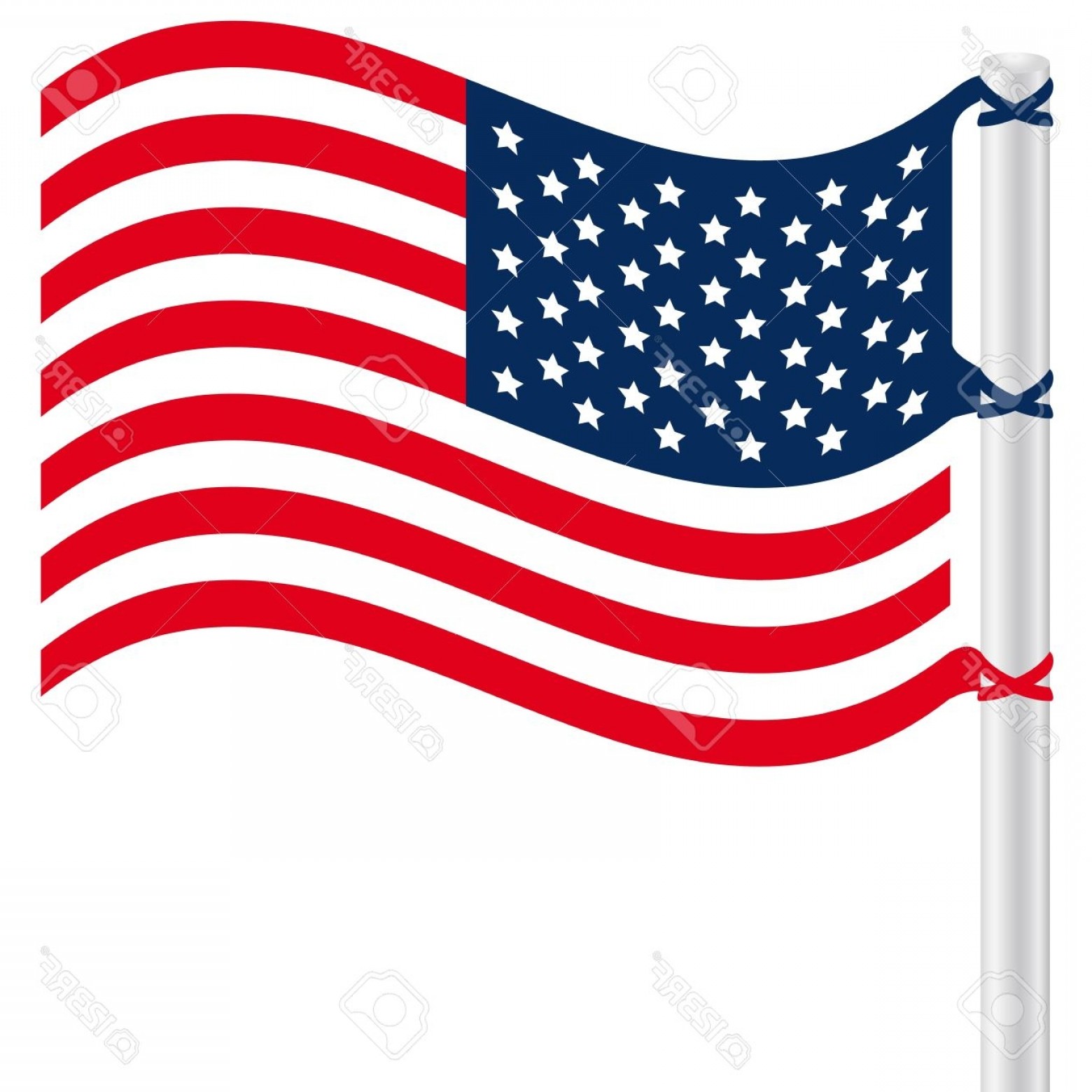 1560x1560 Vector American Flag Waving Clipart Transparent Background
