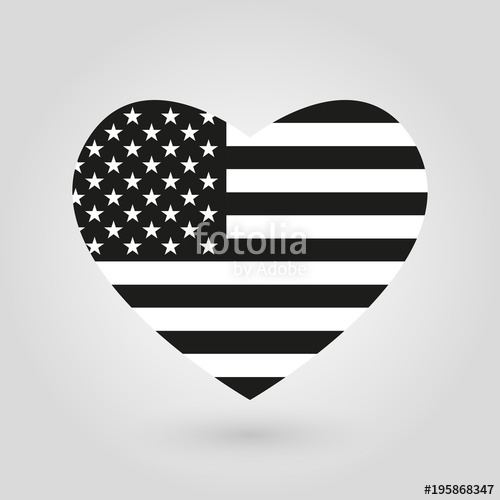 500x500 Us Heart Flag Icon American Black And White Flag United States