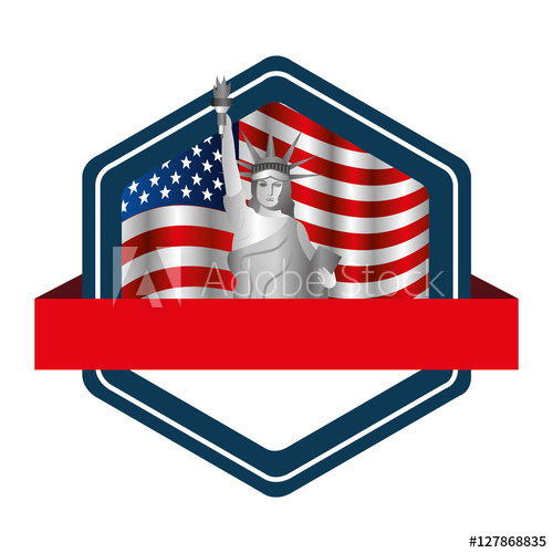 500x500 Liberty Statue With Usa Flag Icon Vector Illustration Design