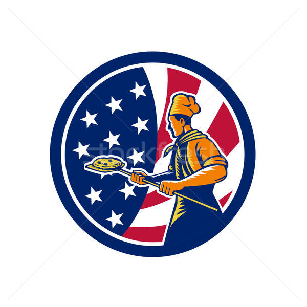 600x600 American Pizza Baker Usa Flag Icon Vector Illustration Aloysius