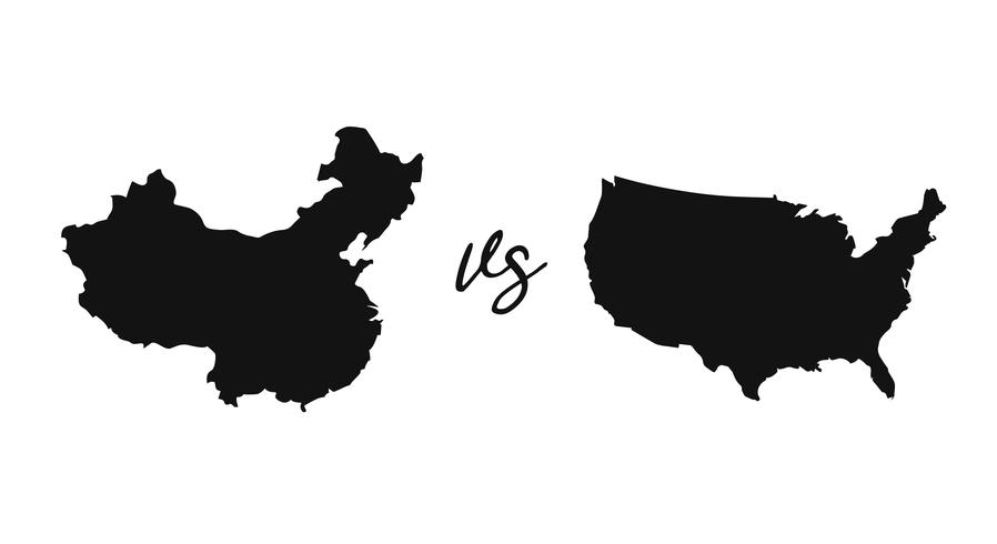 898x490 Silhouette United States Map And China Map Vector
