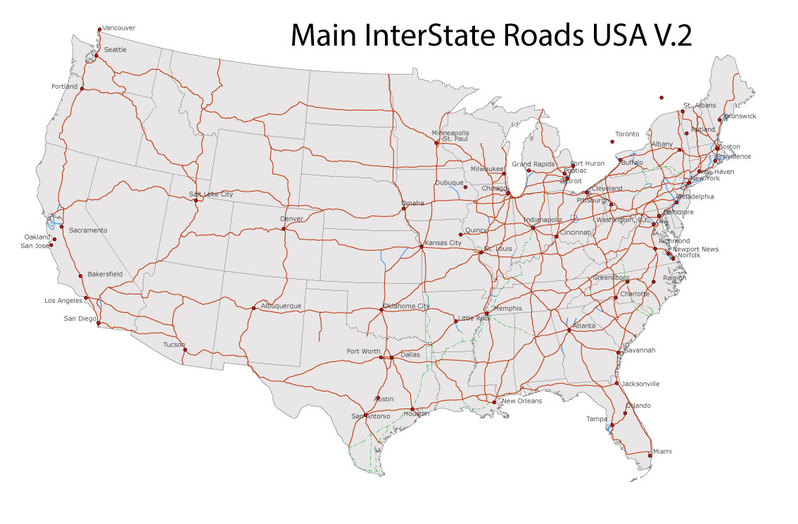 1134x744 Free Download Of The Us Map Illustrator Usa Outline Interstates