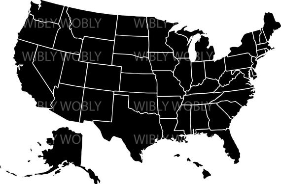 570x375 Us Map Divided States Etsy
