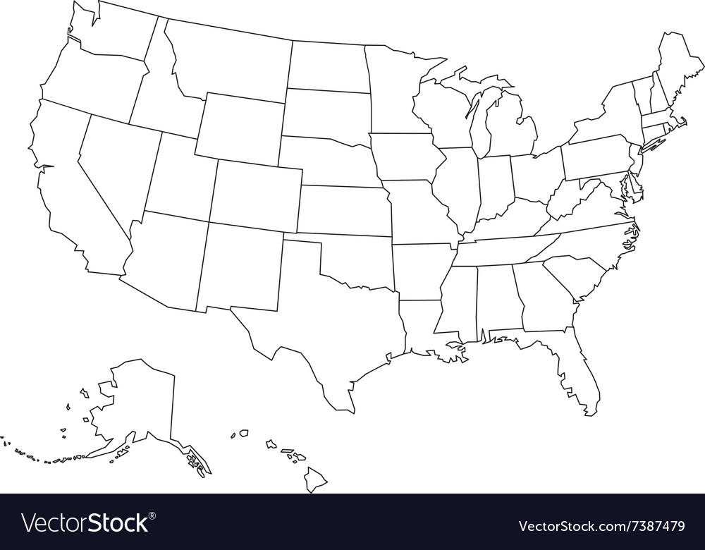 1000x780 Outline Map Of Usa