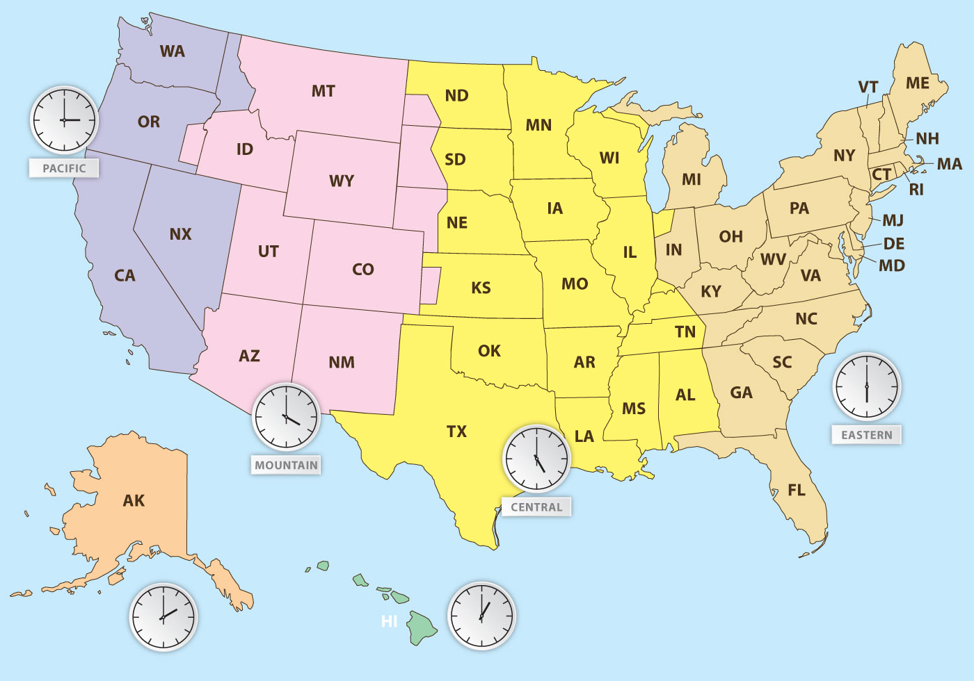 1400x980 Time Zones Of Us Map Download Free Vector Art, Stock Maps