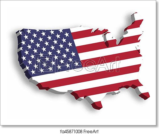 560x470 Free Art Print Of Map Of Usa, Aka United States Of America