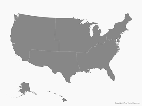 460x345 Vector Map Of United States Of America With Regions